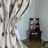 Pale gold, geometric satin curtains