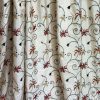 Cream, silk curtains with embroidered flowers - Image 3