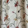 Cream, silk curtains with embroidered flowers - Image 4
