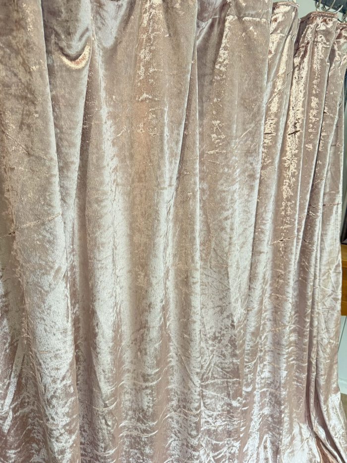 Baby Pink Faux Crushed Velvet Curtains - Image 3