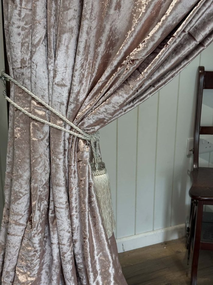 Baby Pink Faux Crushed Velvet Curtains