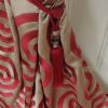 Satin red and cream circular, retro curtains - Image 3