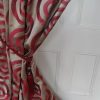Satin red and cream circular, retro curtains