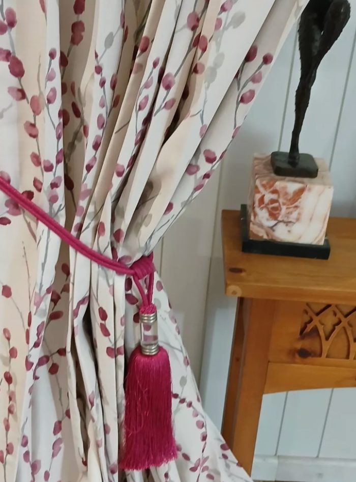 Raspberry pink floral curtains