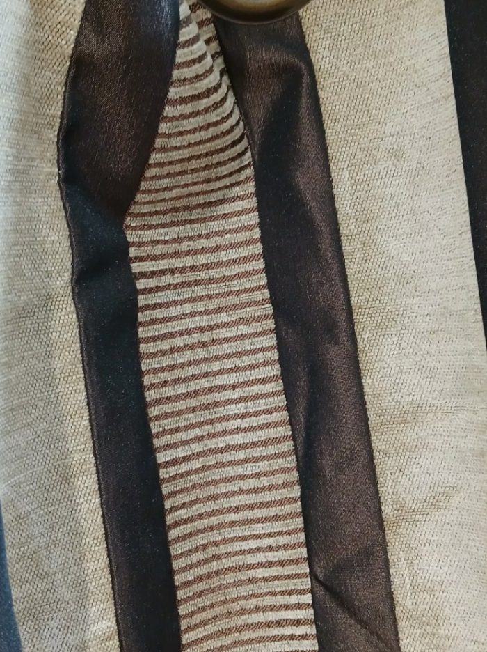 High quality satin and chenille, brown striped curtains - Image 3