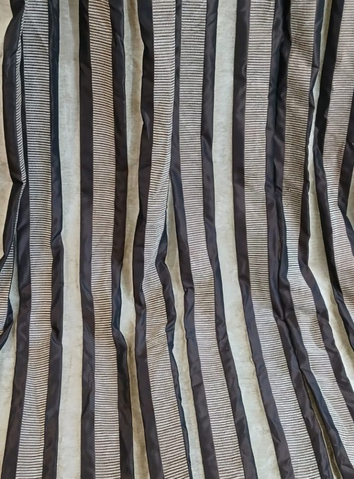 High quality satin and chenille, brown striped curtains - Image 2