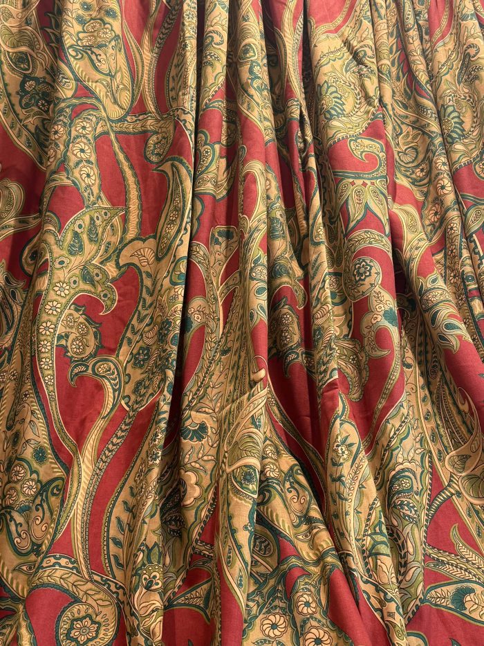 Rich claret red curtains in a paisley design - Image 2