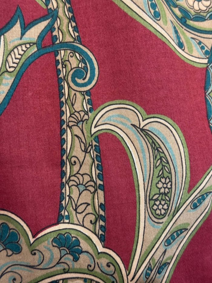 Rich claret red curtains in a paisley design - Image 3